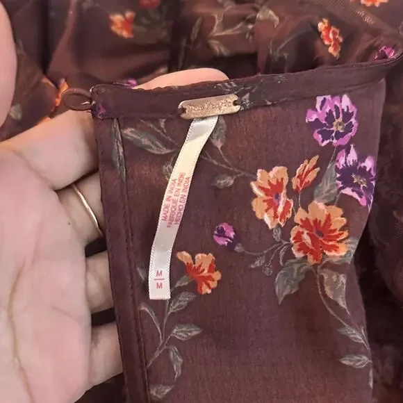 Free People Butterfly Babe Maxi Dress in Burgundy and Pink